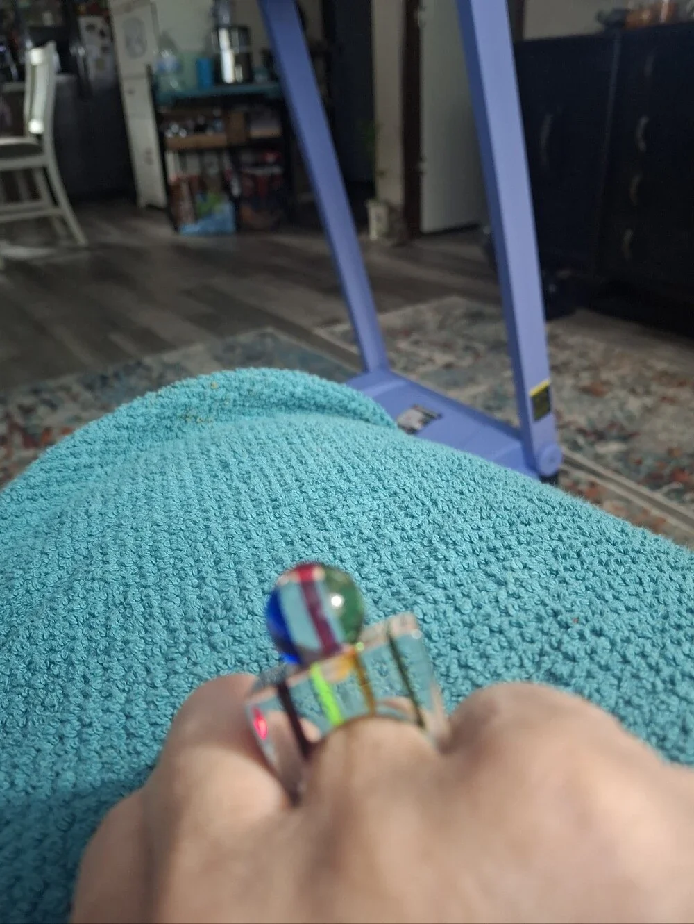 Colorful Striped Lucite Statement Ring - Picture 2 of 4